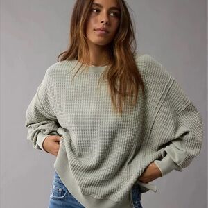 American Eagle Lived-In Waffle Knit Crewneck Pullover | Size M |